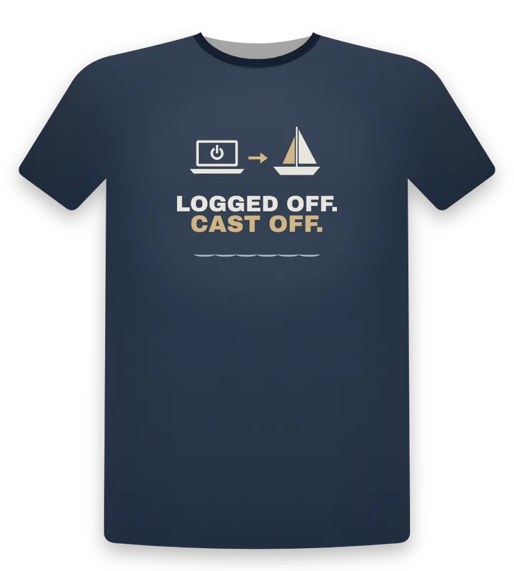 Logged off. Cast off. tee